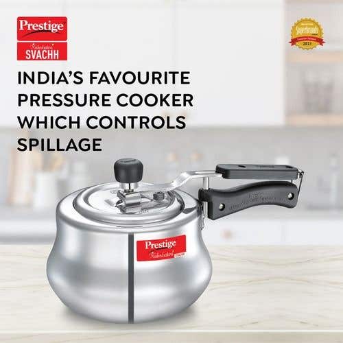 Prestige Nakshatra Plus Svachh Aluminium Spillage Control Handi Pressure Cooker (Silver)