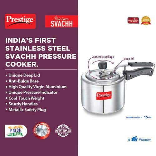 Prestige Nakshatra Svachh Aluminium Spillage Control Pressure Cooker (Silver)