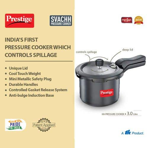 Prestige Svachh Hard Anodised Spillage Control Pressure Cooker, (Black)