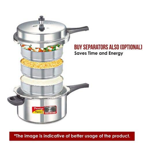 Prestige Popular Plus Virgin Aluminium Gas and Induction Compatible Pressure Cooker, (Silver)