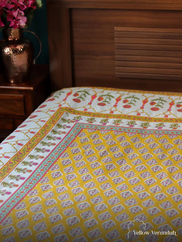 Block Printed Cotton Bedsheet - Double