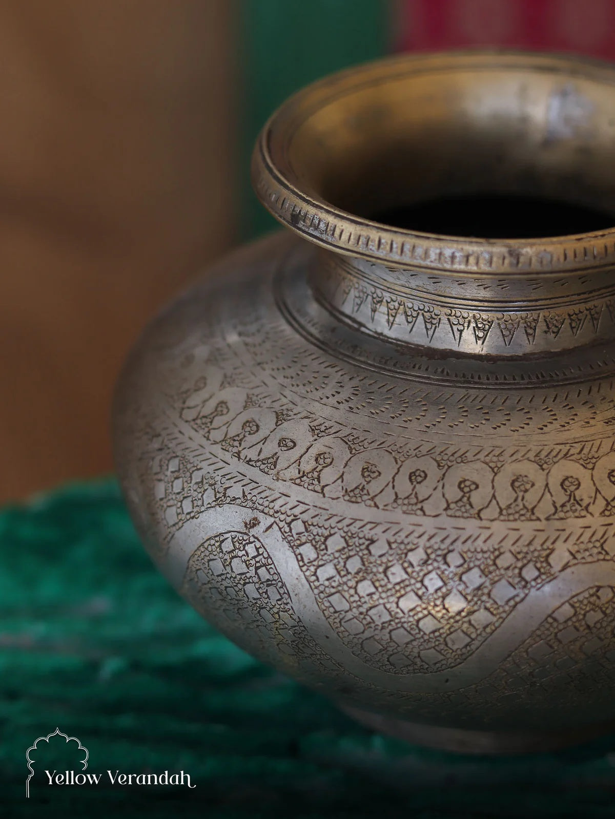Vintage Brass Carving Pot