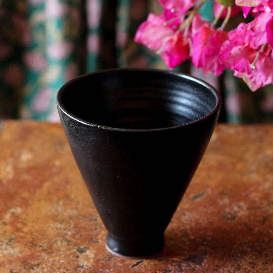 Stoneware Serving Cone Bowl - Black