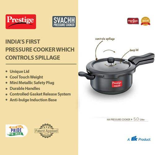 Prestige Svachh Hard Anodised Spillage Control Senior Pressure Cooker, (Black)