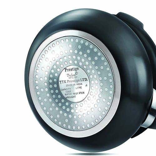 Prestige Deluxe Duo Plus Hard Anodised Gas and Induction Compatible Pressure Handi with Glass Lid, (Black)