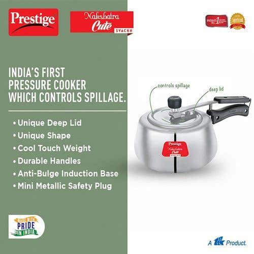Prestige Nakshatra Cute Svachh Aluminium Gas and Induction Compatible Pressure Cooker (Silver)