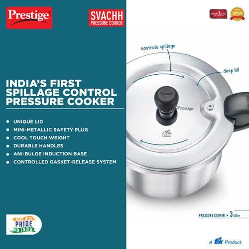 Prestige Svachh Aluminium Anti Bulge Induction Base Pressure Cooker (Silver)