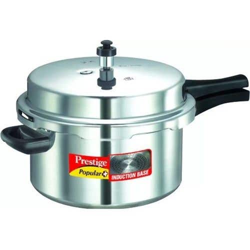 Prestige Popular Plus Virgin Aluminium Gas and Induction Compatible Pressure Cooker, (Silver)