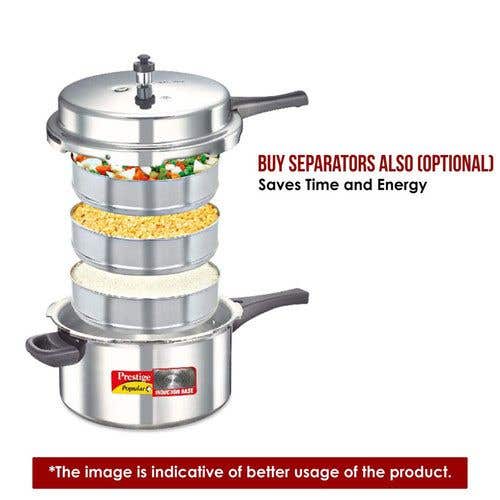 Prestige Popular Plus Virgin Aluminium Gas and Induction Compatible Pressure Cooker, (Silver)