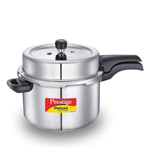 Prestige Deluxe Alpha Svachh Stainless Steel Spillage Control Pressure Cooker (Silver)Handi with Glass lid 1.5L