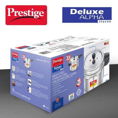 Prestige Deluxe Alpha Svachh Stainless Steel Spillage Control Pressure Cooker (Silver)Handi with Glass lid 1.5L