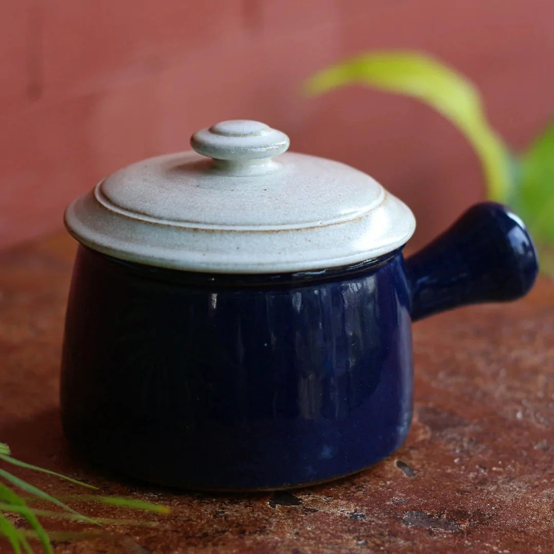 Japanese Stoneware Serving Bowl with Lid