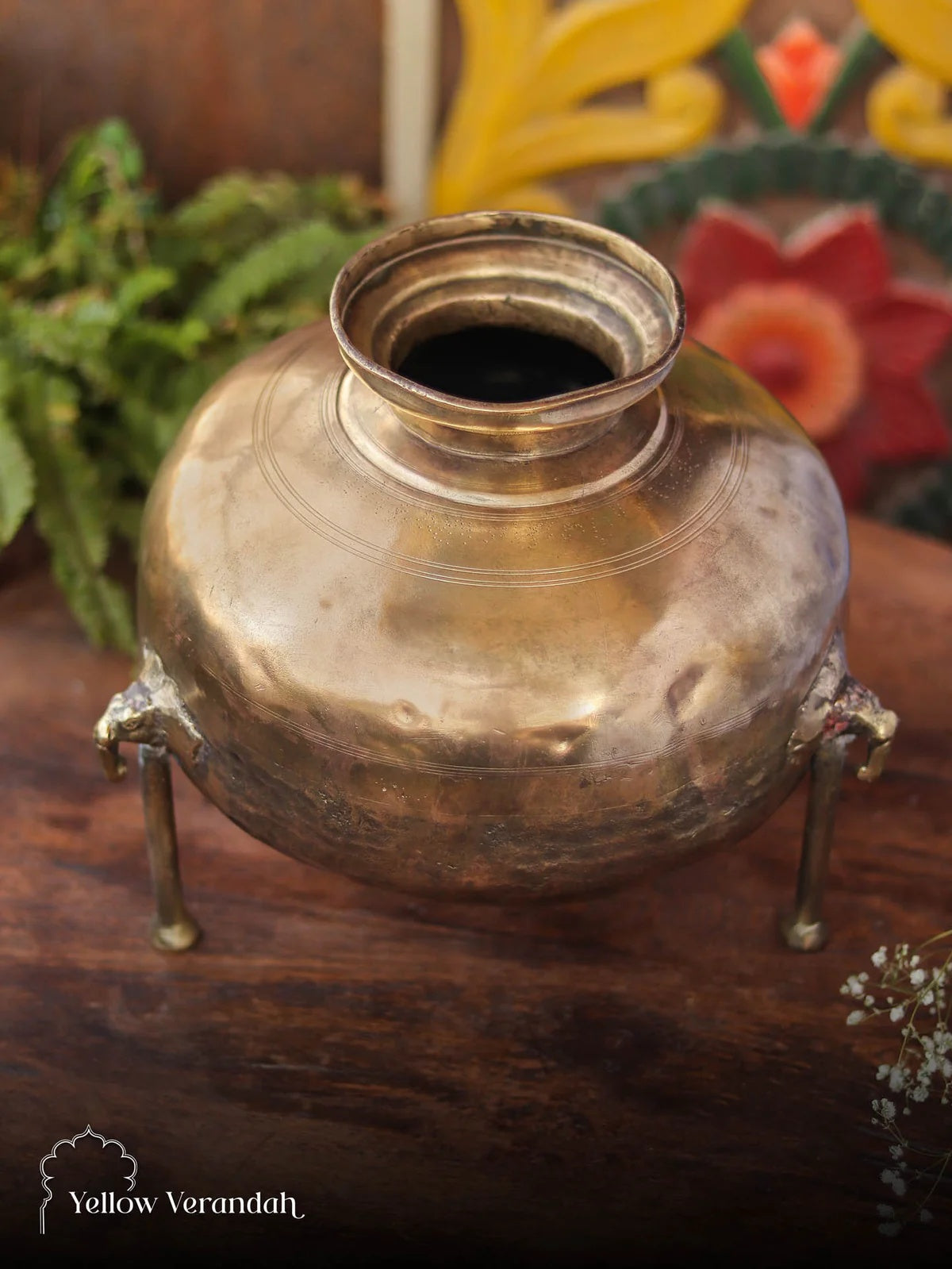 Vintage Brass Bindi on Stand