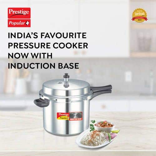 Prestige Popular Plus Virgin Aluminium Gas and Induction Compatible Pressure Cooker, (Silver)