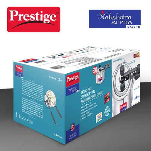 Prestige Nakshatra Alpha Svachh Stainless Steel Spillage Control Pressure Cooker (Silver)
