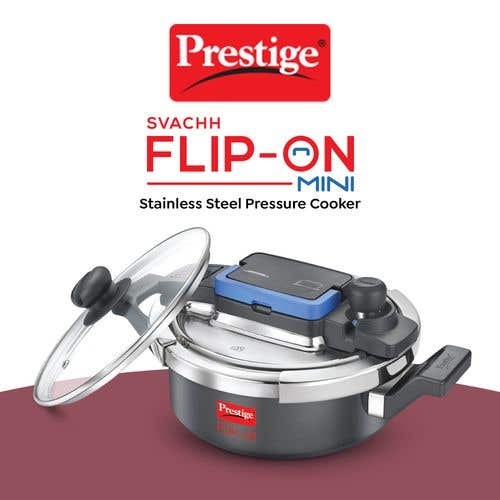 Prestige Svachh Flip-on Mini Hard Anodised Spillage Control Pressure Cooker with Glass Lid, (Black)