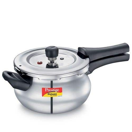 Prestige Deluxe Alpha Svachh Stainless Steel Spillage Control Handi Pressure Cooker (Silver)