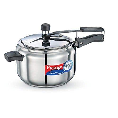 Prestige Nakshatra Alpha Stainless Steel Gas and Induction Compatible Pressure Cooker, Silver