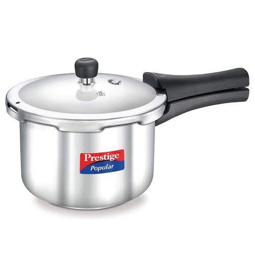 Prestige Popular Stainless Steel Gas and Induction Compatible Pressure Cooker (Silver)