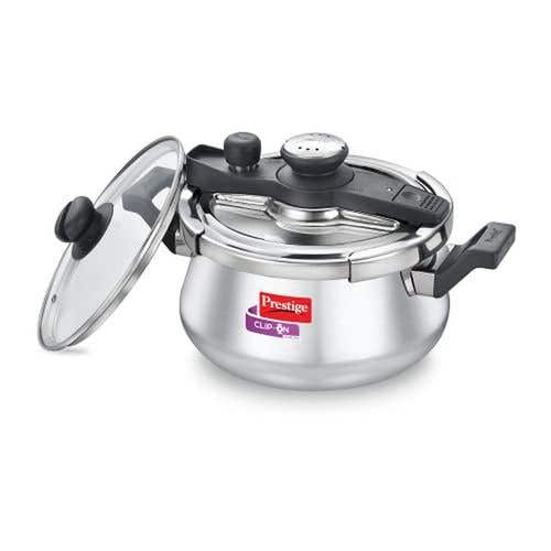 Prestige Clip-on Svachh Stainless Steel Spillage Control Pressure Cooker, (Silver)