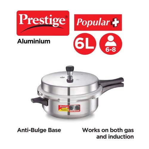 Prestige Popular Plus Virgin Aluminium Precision Weight Valve Junior Deep Pan Pressure Cooker (Silver)