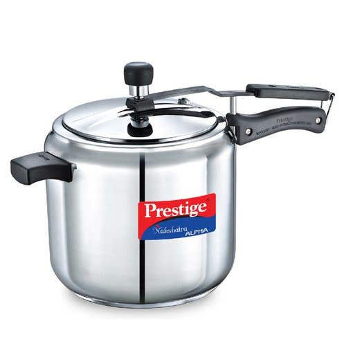 Prestige Nakshatra Alpha Stainless Steel Gas and Induction Compatible Pressure Cooker, Silver