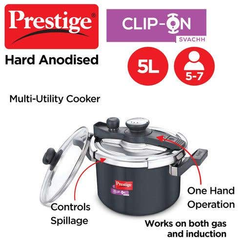 Prestige Clip-on Svachh Hard Anodised Spillage Control Pressure Cooker