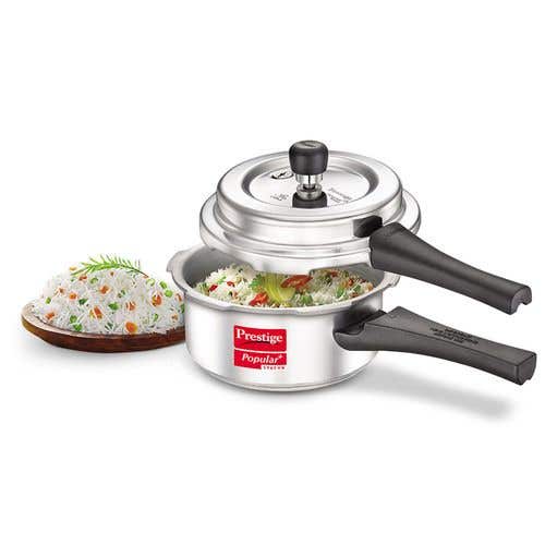 Prestige Popular Plus Svachh Virgin Aluminium Spillage Control Pressure Cooker (Silver)