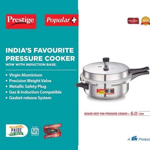 Prestige Popular Plus Virgin Aluminium Precision Weight Valve Junior Deep Pan Pressure Cooker (Silver)