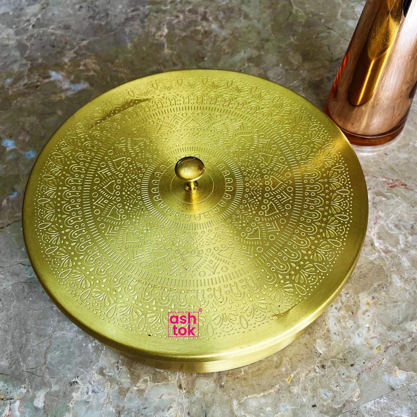 Brass Masala Box handcrafted, Spice Container with 7 Compartments, Gift Item. 7 Inches