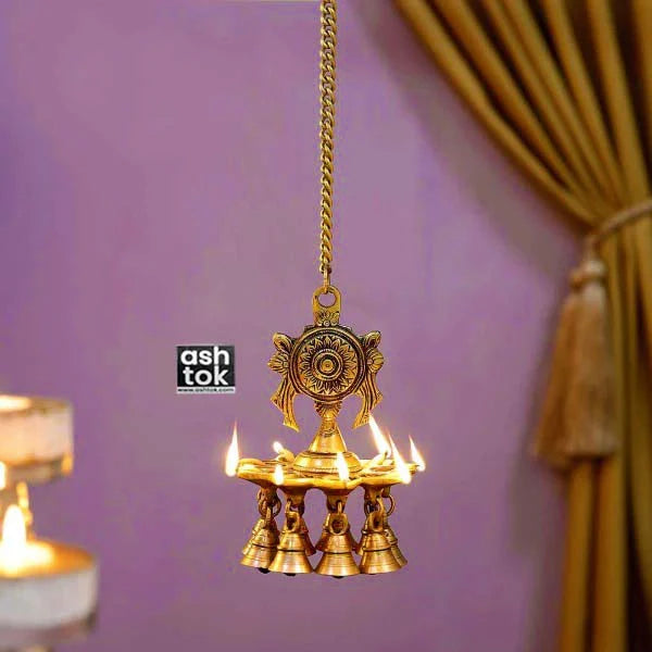 Brass Hanging Diya, Brass diya for puja, Diya home decoration