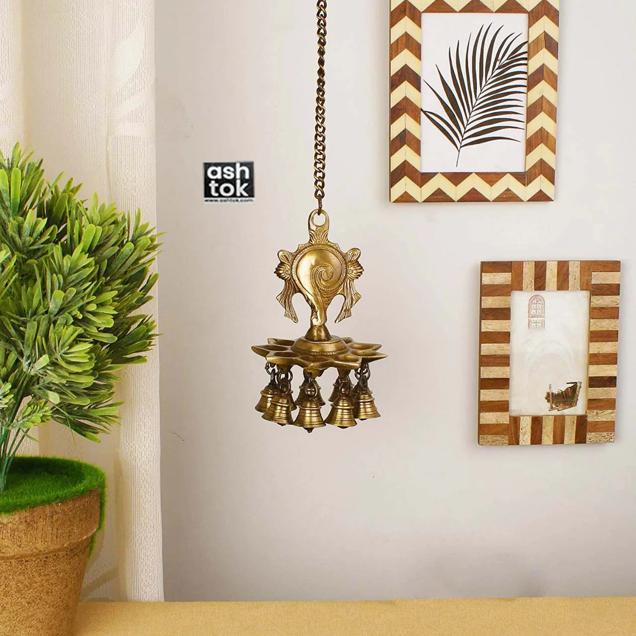 Brass Hanging Oil Lamp, Brass Diya with chain, Brass home decoration