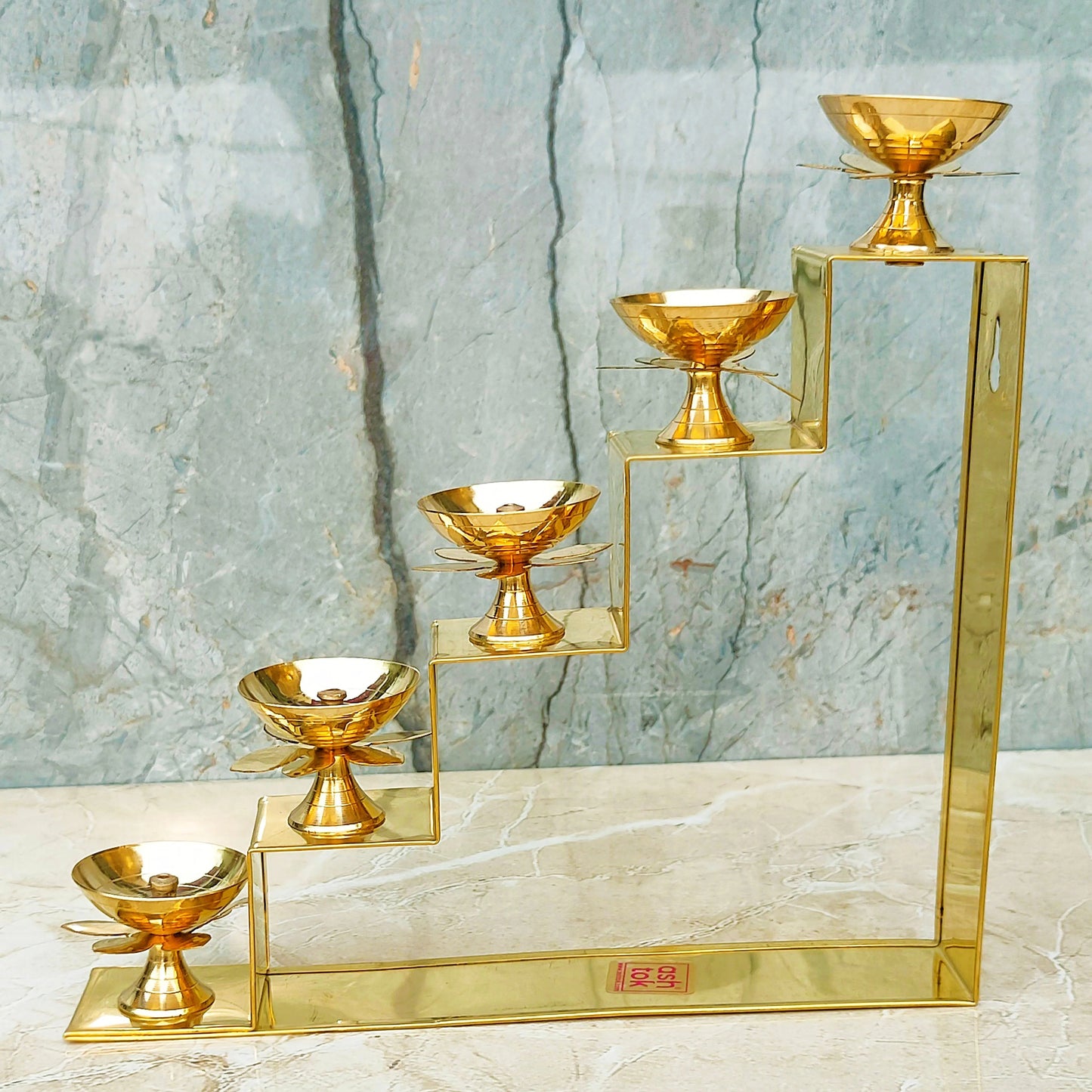 Brass Lotus Diya with Stand, Decorative Puja Diya, Diwali Festival Diya, Oil Diya, Mandir Diya