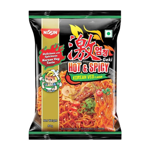 Nissin Geki - Hot and Spicy Korean Veg Flavoured Ramen Instant Noodles - 80 g