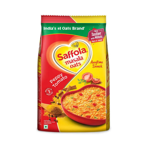 Saffola Masala Oats | Peppy Tomato | Anytime Snack | Ready in 3 mins | Millets Goodness - 500 g