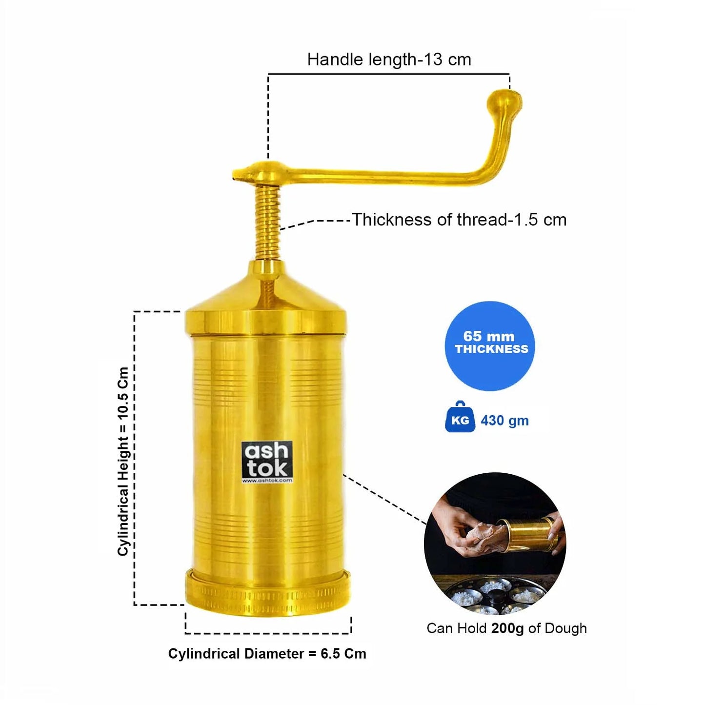 Brass Murkul Maker with Comfortable Handle, Brass Sev, Murkul Maker Sancha Machine with 4 Jali's