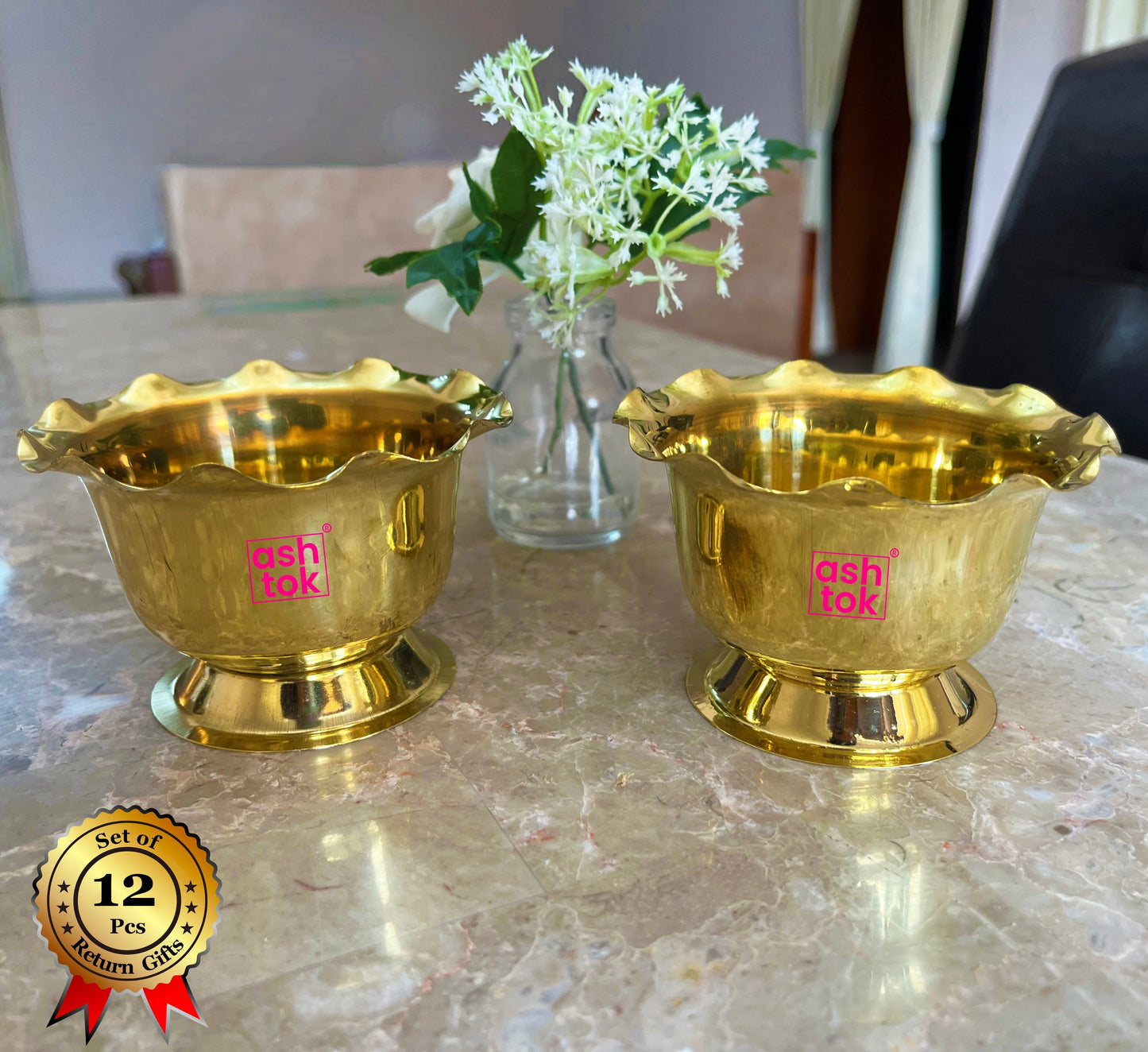 Brass Gandham ginni. Kumkum Holder (Dia 4.5 Inches)