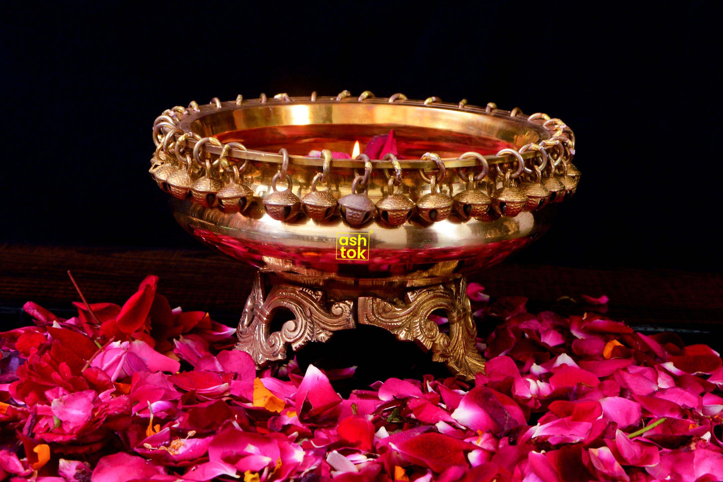 Brass Decorative Antique urli, urli Pot with small bells
