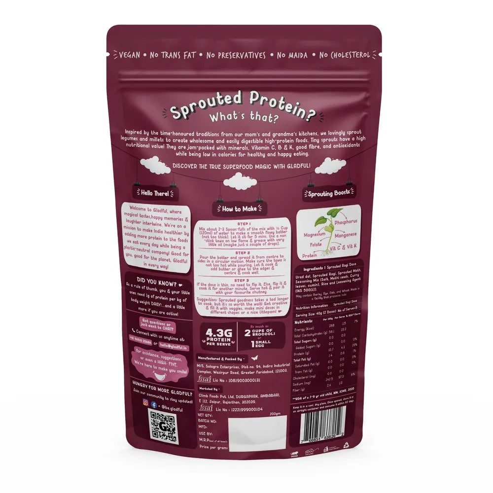 Gladful Sprouted Ragi Dosa - 200g