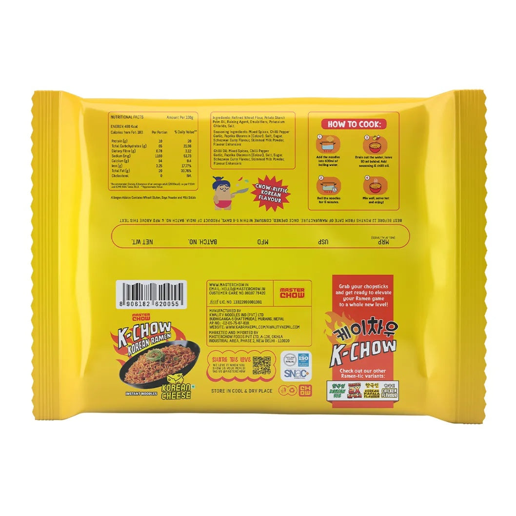 MasterChow K-chow Korean cheese Instant Noodles - 99g