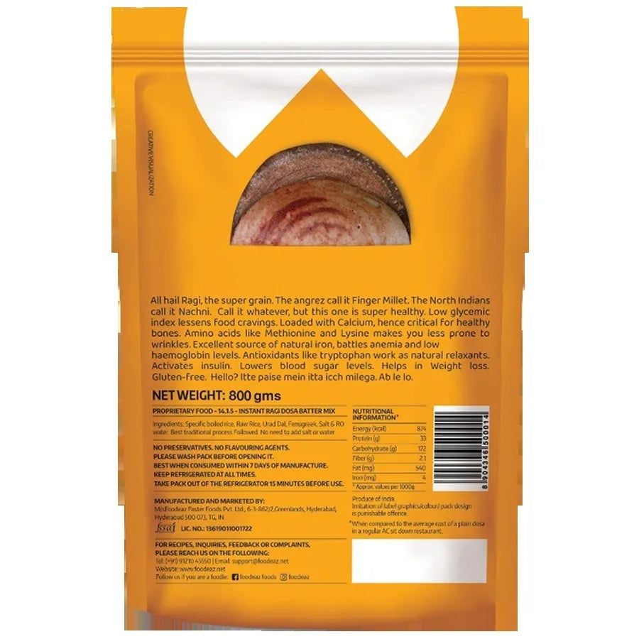 FOODeaz Ragi Millet Dosa Batter - 800g