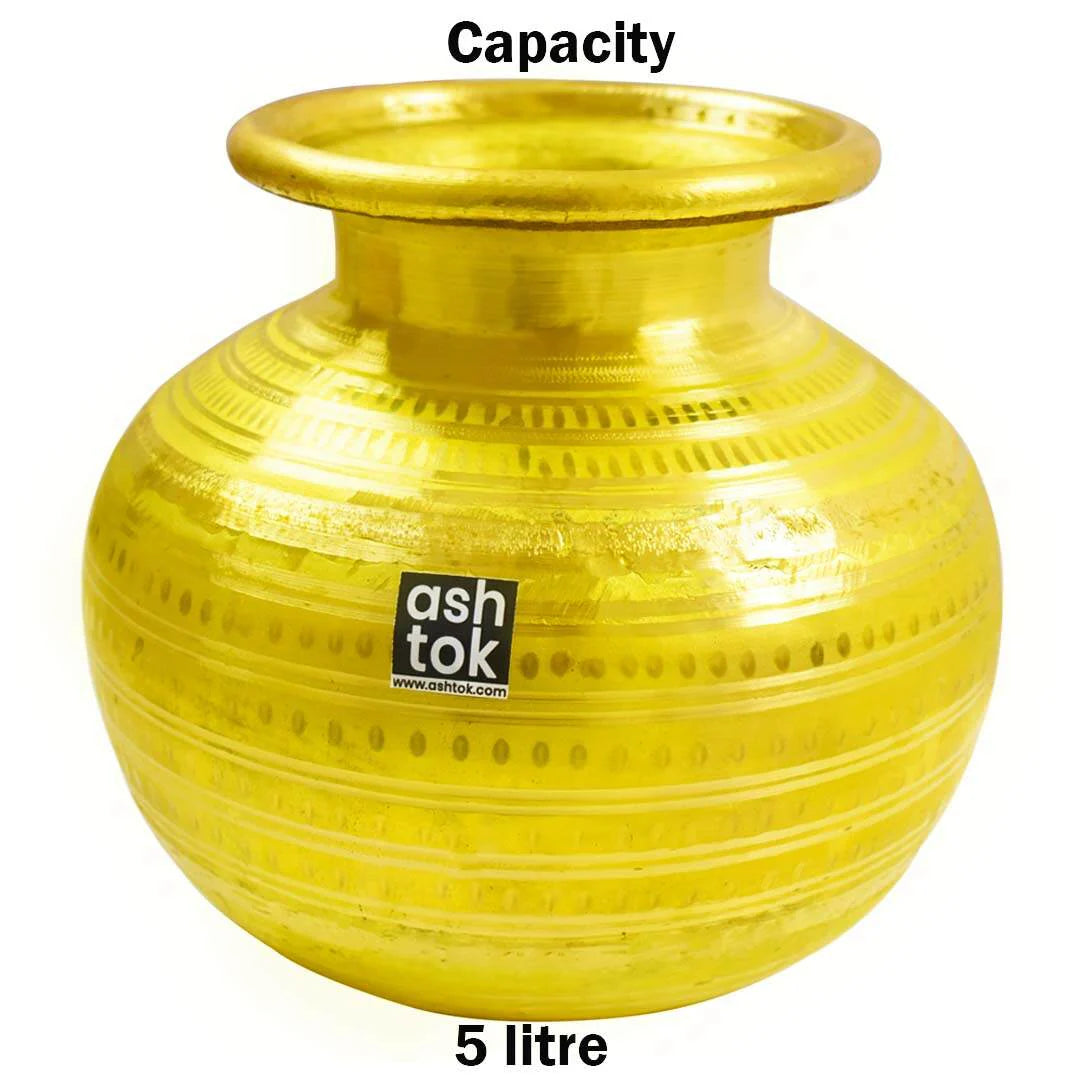 Brass Bonalu Matka Pot, Brass water pot for Banalu decoration, Handcrafted hammered designed