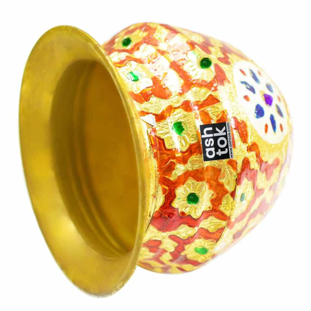 Brass Lota, Kalash Meenakari, Pooja Lota Meenakari, Puja Lota, Karwachauth, Lota for Diwali, Mandir, Temple, Festival, Marriage, Wedding