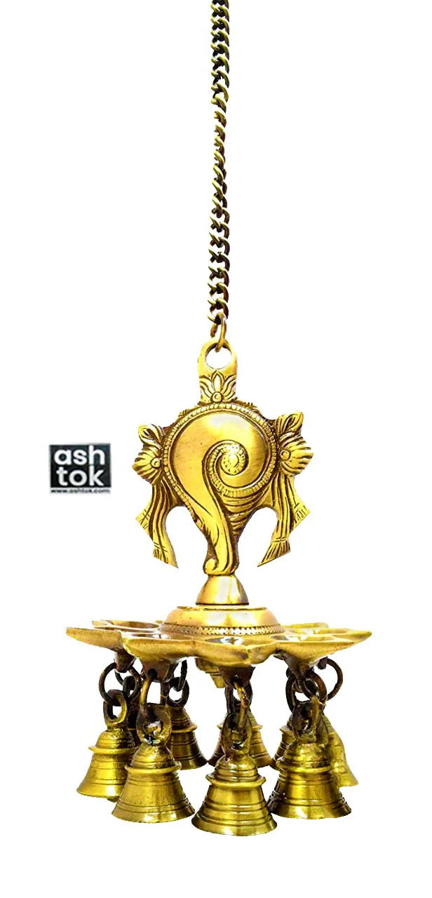 Brass Hanging Oil Lamp, Brass Diya with chain, Brass home decoration
