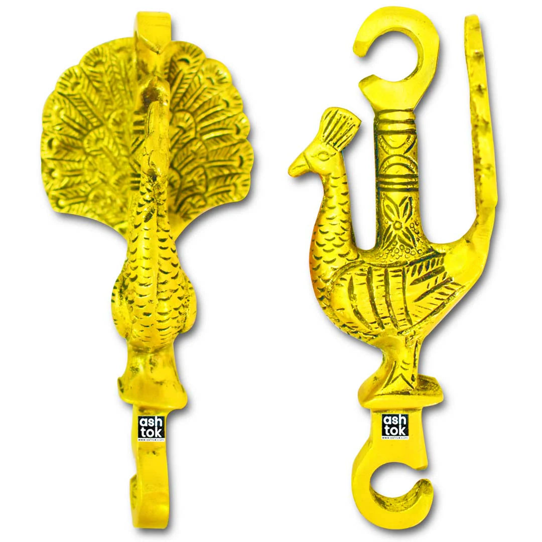 Brass Jhula Swing Chain, Design - Peacock, Indoor Outdoor Hanging Link, 6' Feet. Set Of 4, Brass chain for swing