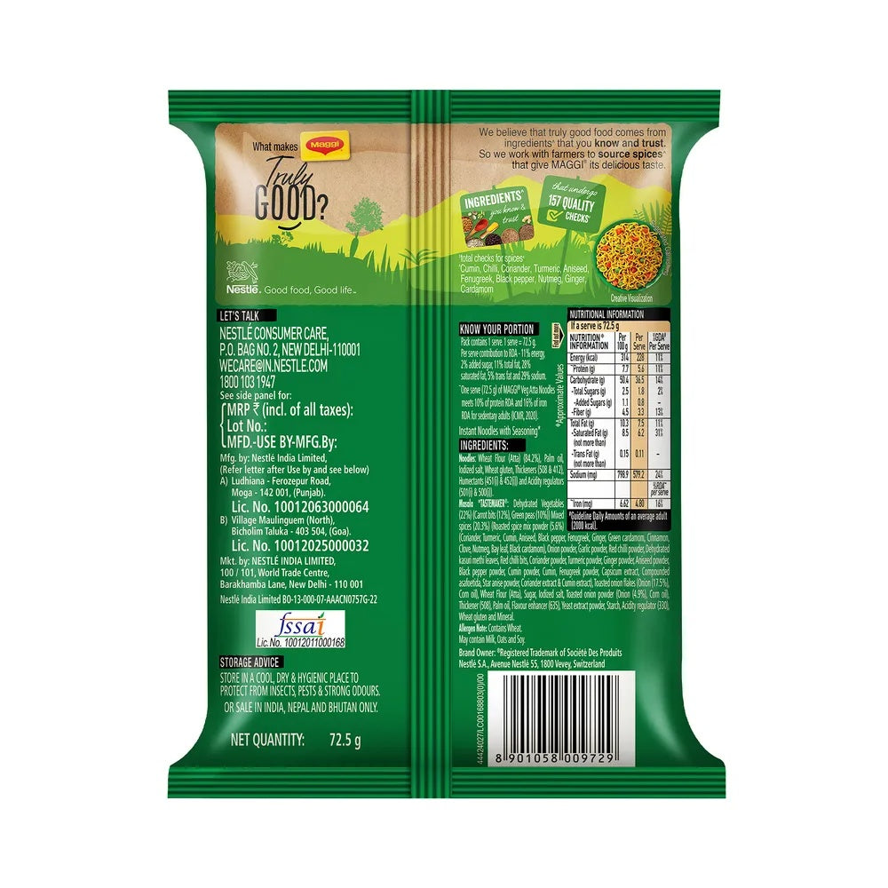 Maggi Nutri-Licious Masala Veg Atta Noodles - 72.5g