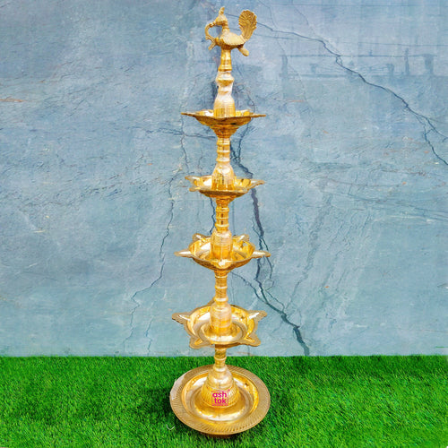 Brass Inauguration lamp Diya, Brass Peacock Inauguration Diya (54 Inches)
