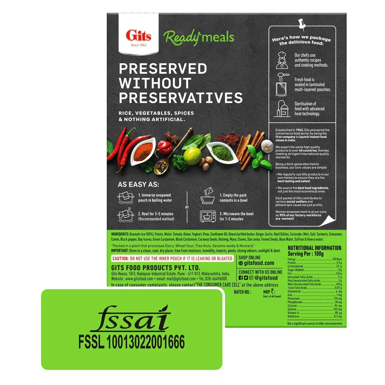 Gits Veg Biryani Ready to Eat - 265g