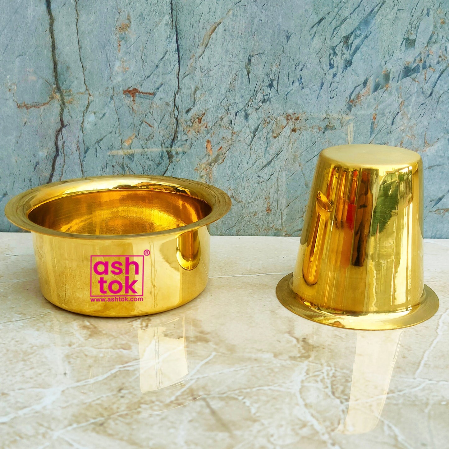 Brass Coffee Dabra, Traditional Coffee Cup and Dabra Set, 2-Piece, Madrasi Filter Coffee Set