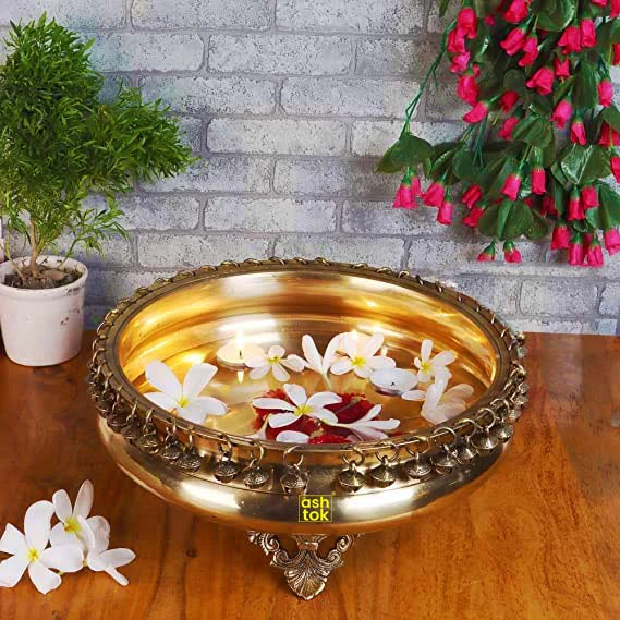 Brass Decorative Antique urli, urli Pot with small bells